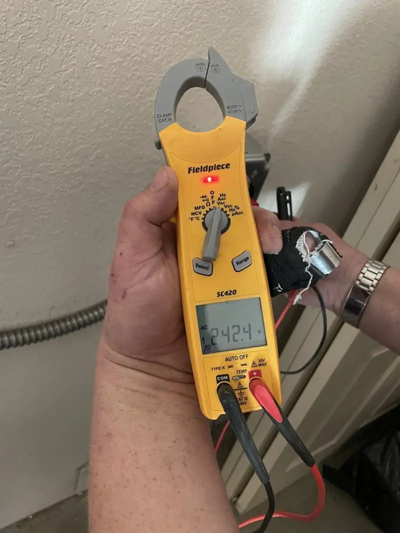 Voltage testing with clamp meter during Aluminum Wiring Replacement in Burnettown